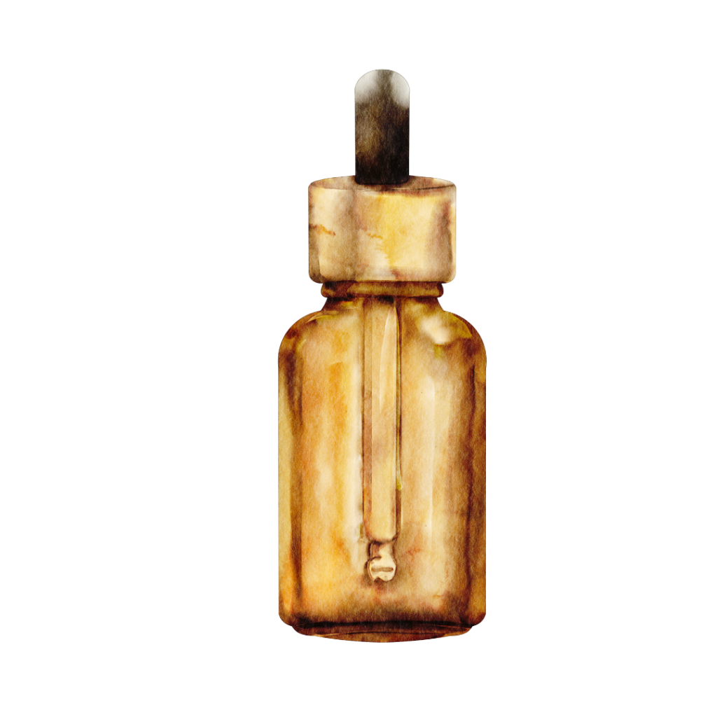 Braunglasflasche als Aquarellbild